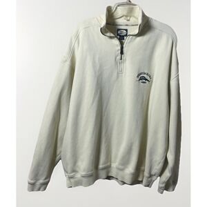 Tommy Bahama Relax 1/4 Zip Pullover Men‎ XL Yellow Cotton Long Sleeve Logo